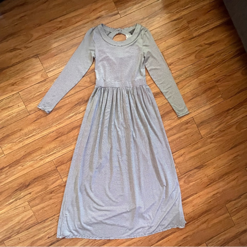 Sunday in Brooklyn Anthropologie Black White Micro Stripe Maxi Dress SZ S New